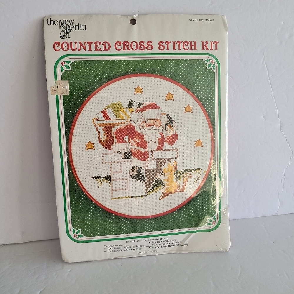 The New Berlin co. Counted cross stitch kit Santa In chimney